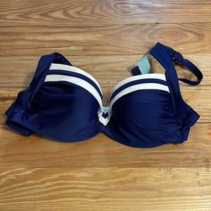 Panache portofino underwire bikini top, navy 32D